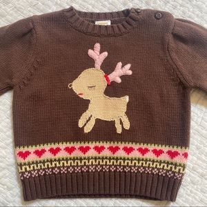NWT GIRLS GYMBOREE REINDEER HEARTS SWEATER 3 6 MO